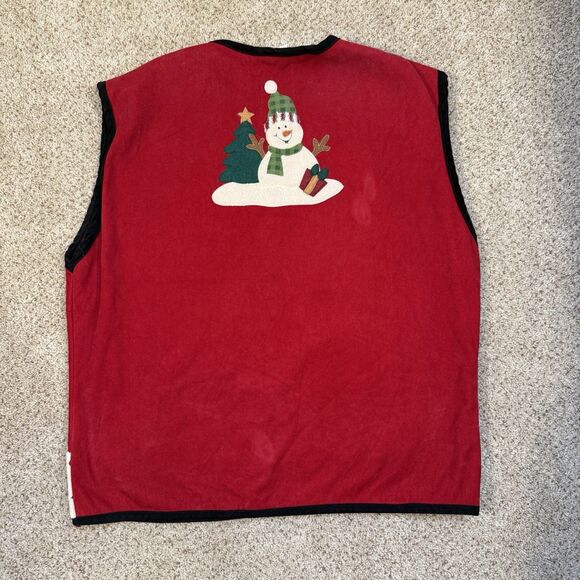 Snowman Holiday Applique Vest Womens XXL Red Festive Ugly Christmas - Picture 2 of 9